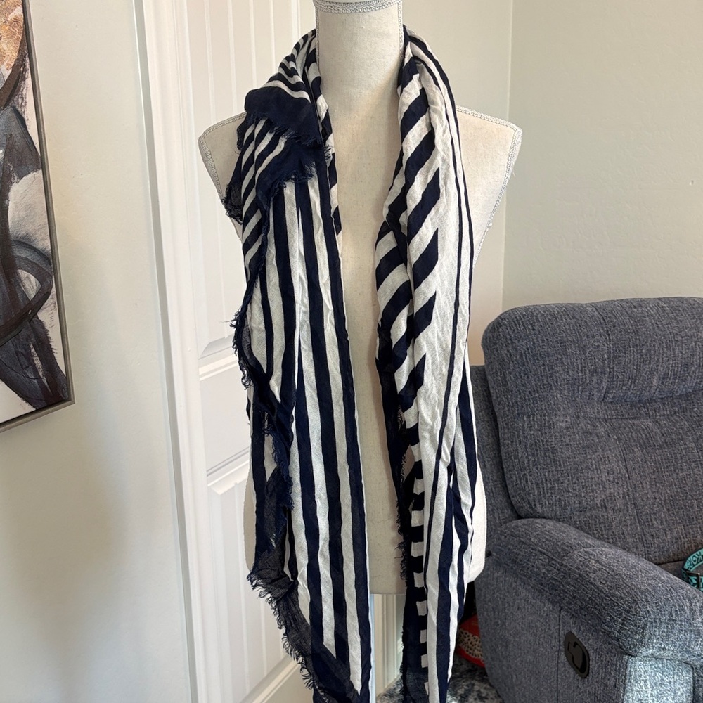 Express Navy and White Striped Scarf